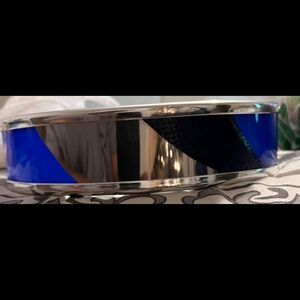 Vintage Unique Mirrored Blue and Silver Bangle Belt M/L